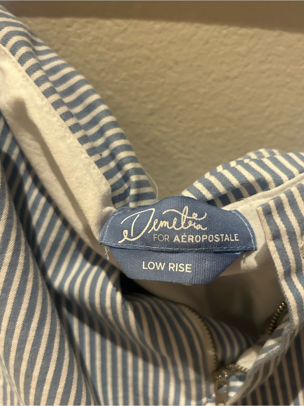 Aeropostale Demetria Blue & White Striped Low Rise Shorts